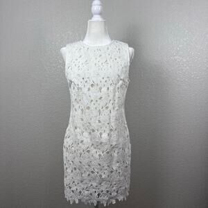 Mini Dress Womens M White Lace Floral Grad‎ Bridal Boho Cottage Beach Resort